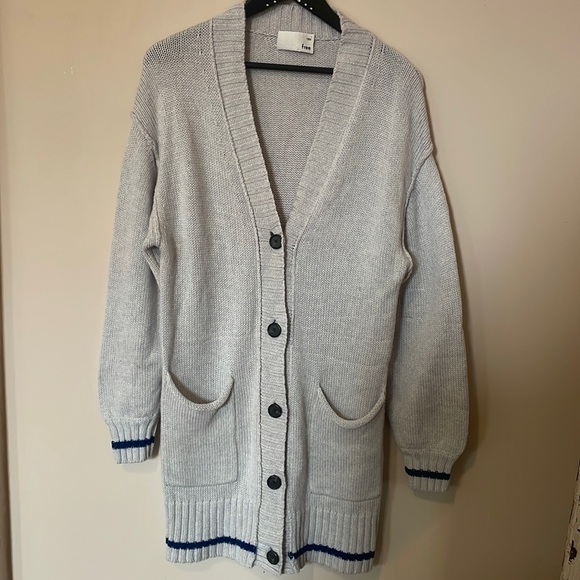 Wilfred Free Gray Merino Wool Velzen Cardigan Oversized Sweater - Picture 3 of 10